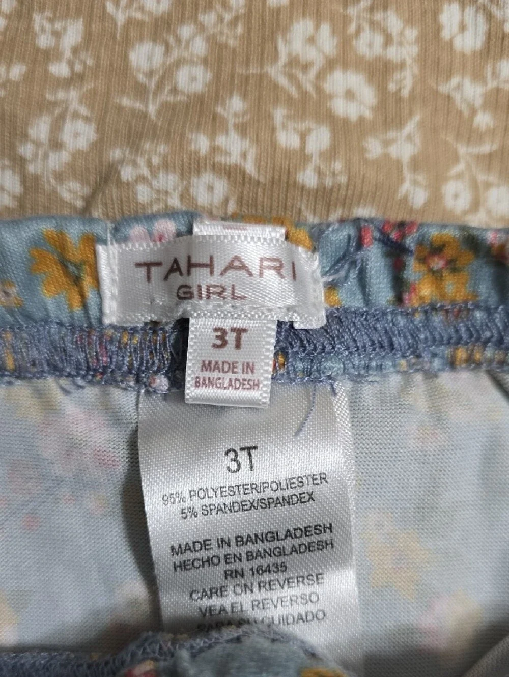 Tahari Blue and Beige Floral Kids Matching Leggings Set